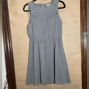 Cottage core Gray Pleated  Mini Dress